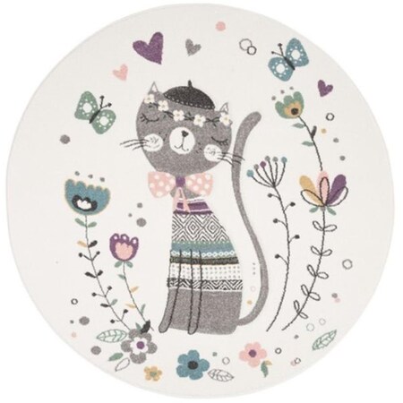 Safavieh 8 x 8 ft. Carousel Kids Kids Round Power Loomed Rug; Ivory & Pink CRK187A-8R